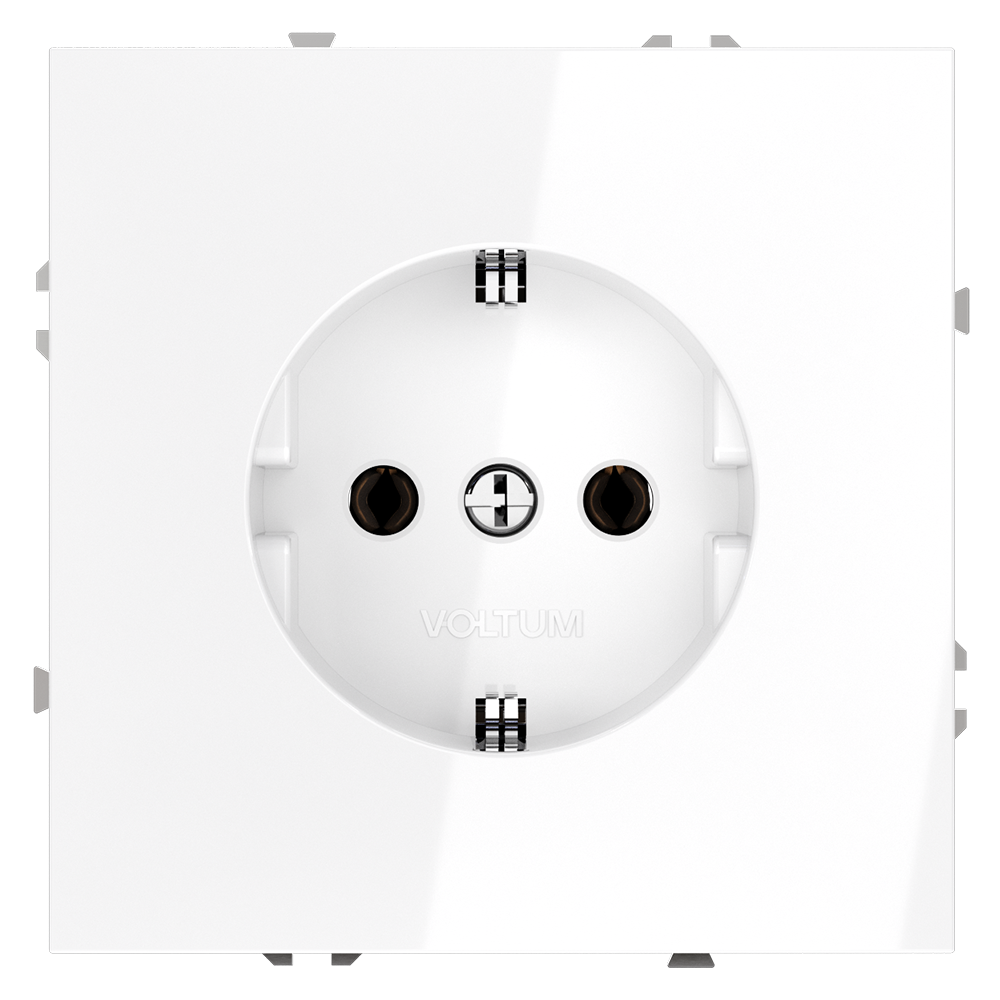 Розетка встраиваемая VOLTUM S70 с заземлением (белый глянцевый) VLS040101