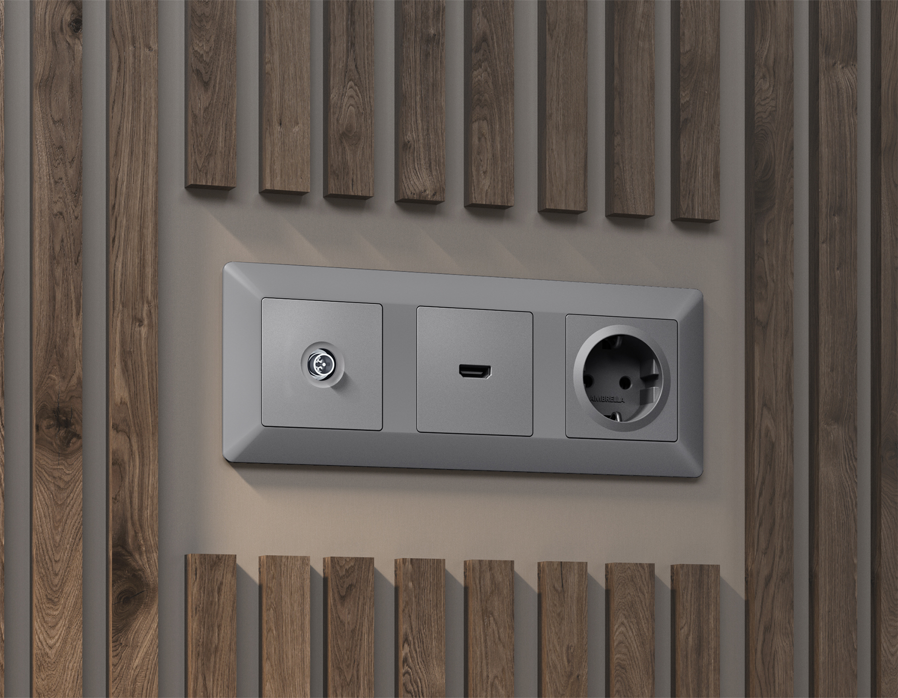 Комплект механизма TV розетки оконечной экранированной 5-1000MHz 3dB Ambrella Volt Alfa MA513005