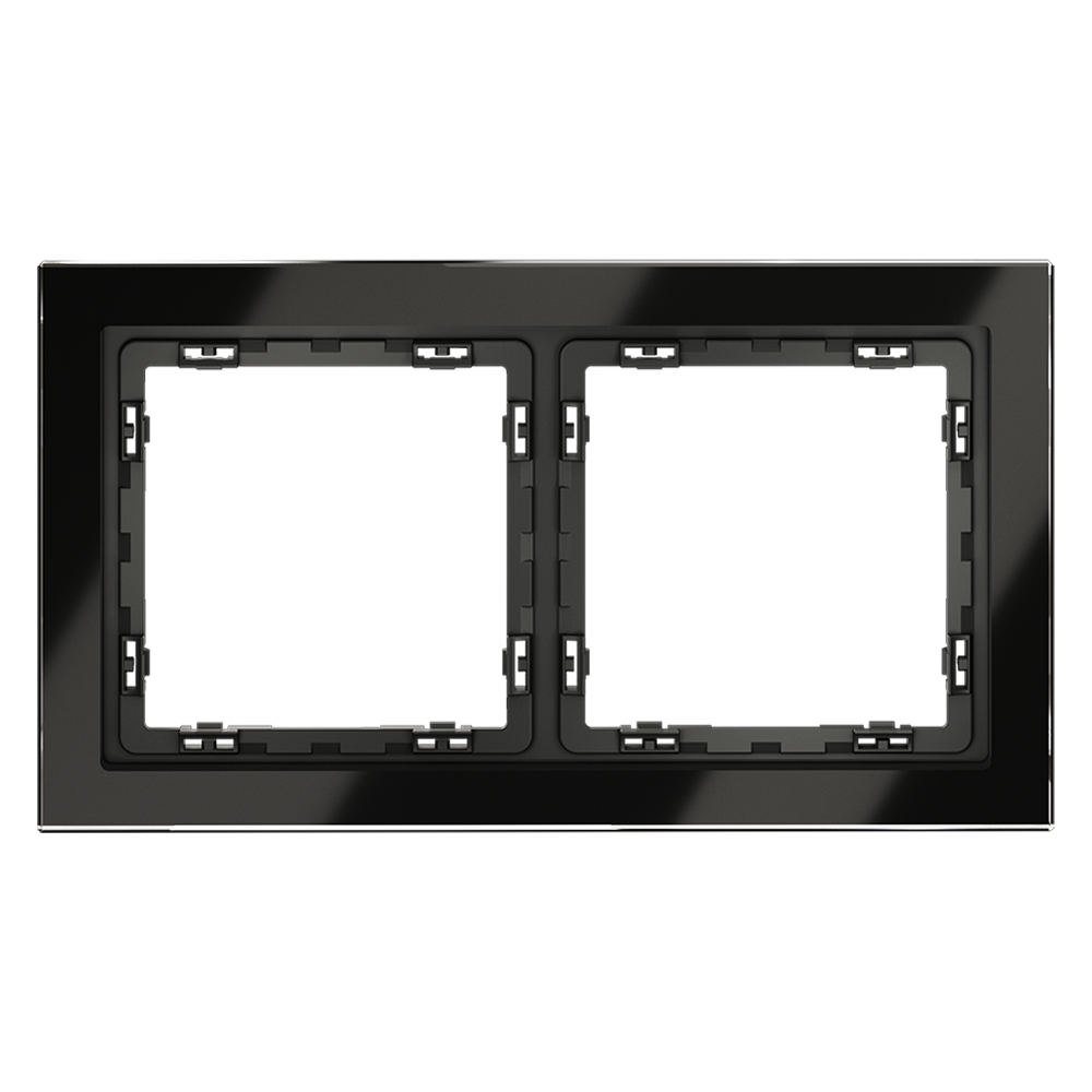 Рамка стеклянная VOLTUM S70 на 2 поста, (черный,стекло) VLS110208