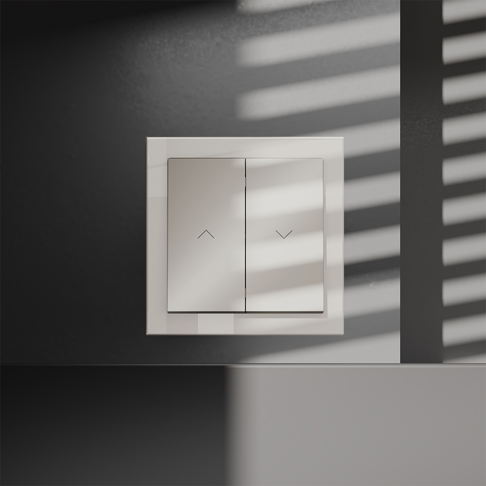 Выключатель двухклавишный встраиваемый для жалюзи 10А Voltum S70 (кашемир) VLS020703