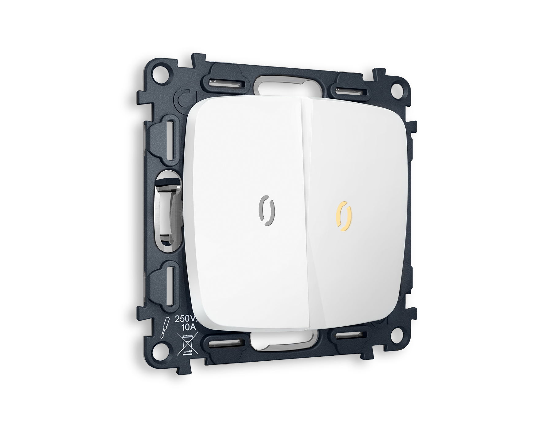 Комплект механизма 2-клавишного выключателя с подсветкой 3200K Ambrella Volt OMEGA MO124010