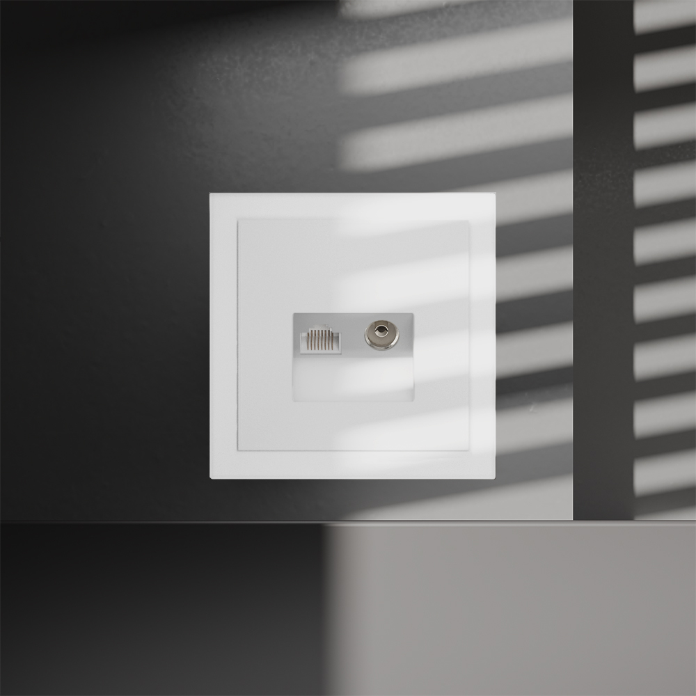 Розетка телевизионная встраиваемая TV+RJ45 кат. 6 Voltum S70 (белый матовый) VLS060702