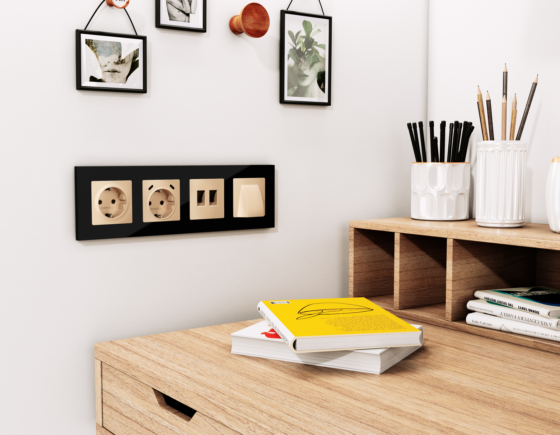 Комплект механизма электрической розетки 2USB С+C 20W (быстрая зарядка) с/з на винтовых зажимах 16A-250V Ambrella Volt Alfa MA610510