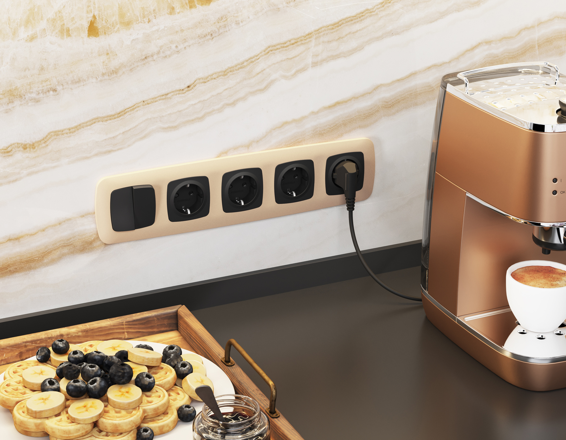 Комплект механизма 2-клавишного перекрестного выключателя 10A Omega MO803030