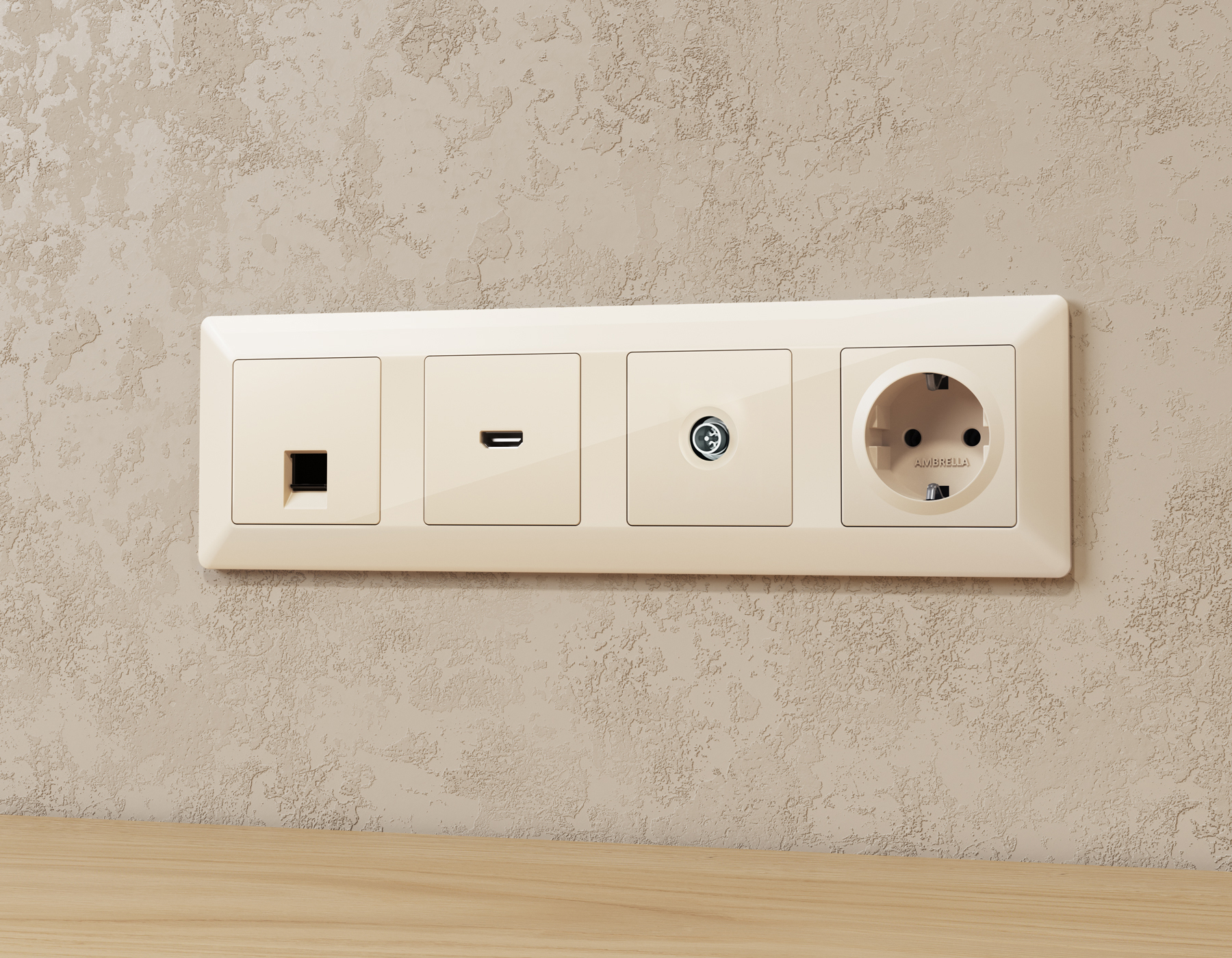 Комплект механизма TV розетки оконечной экранированной 5-1000MHz 3dB Ambrella Volt Alfa MA313005