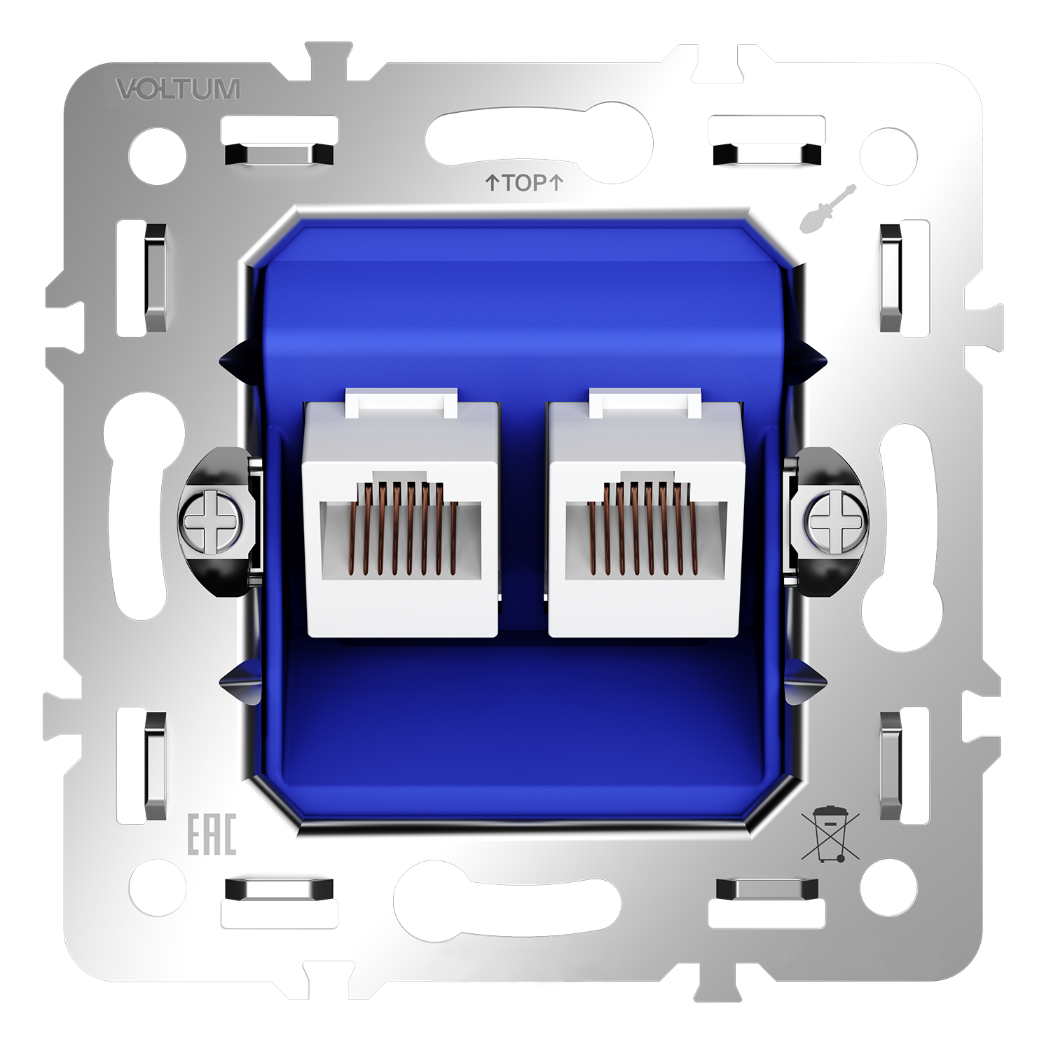 Механизм розетки компьютерной двойной RJ45+RJ45 кат.6 Voltum S70 VLS0602M