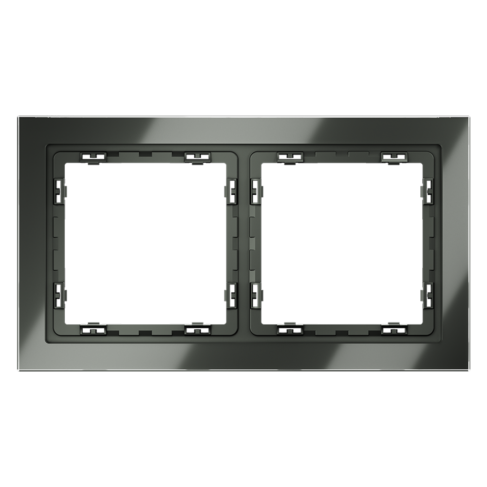 Рамка стеклянная VOLTUM S70 на 2 поста, (титан, стекло) VLS110206