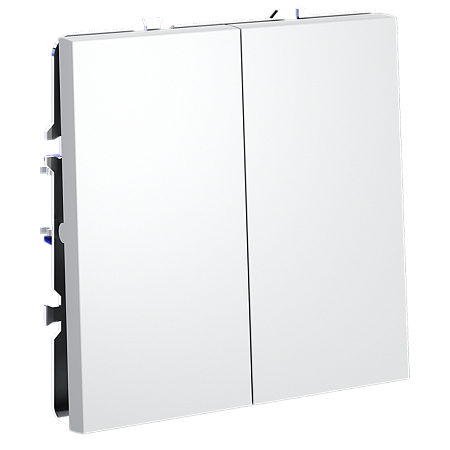 Проходной переключатель встраиваемый VOLTUM S70 двухклавишный (белый матовый) VLS020302