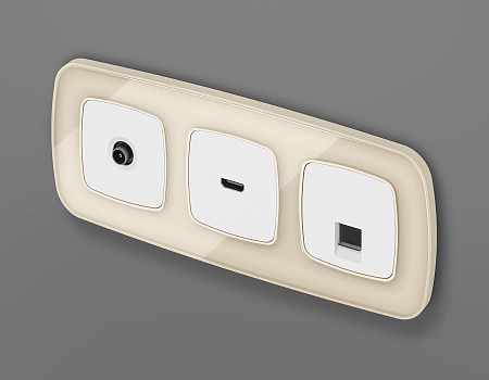 Комплект механизма компьютерной розетки RJ-45 (8P8C) CAT6A экранированной с защитной шторкой Omega MO132005