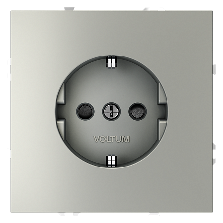 Розетка встраиваемая VOLTUM S70 с заземлением и защитными шторками, (сталь) VLS040205