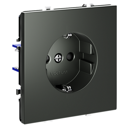 Розетка встраиваемая VOLTUM S70 с заземлением и защитными шторками, (титан) VLS040206