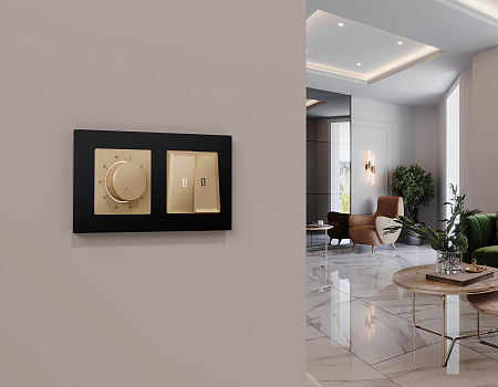 Комплект механизма терморегулятора с датчиком для теплого пола с подсветкой 16A-250V Ambrella Volt Alfa MA605710