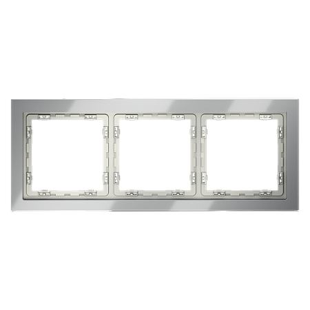 Рамка стеклянная VOLTUM S70 на 3 поста, (сталь, стекло) VLS110305