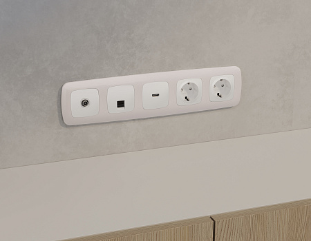 Комплект механизма компьютерной розетки RJ-45 (8P8C) CAT6A экранированной с защитной шторкой Omega MO132005