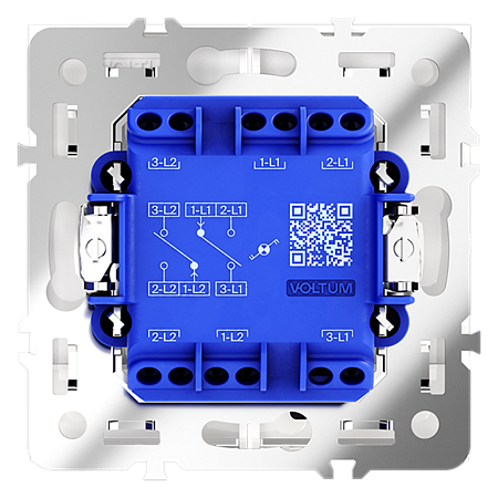 Проходной переключатель встраиваемый VOLTUM S70 двухклавишный с подсветкой (кашемир) VLS020403