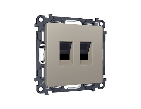 Комплект механизма компьютерной двойной розетки RJ-45 (8P8C) CAT6 с автоматической защитной шторкой Ambrella Volt Alfa MA372110