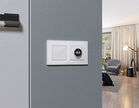 Комплект механизма терморегулятора теплого пола с цифровым дисплеем с подсветкой 16A-250V Ambrella Volt Alfa MA105810