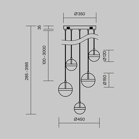 Люстра подвесная светодиодная Maytoni Area MOD295PL-L60BBS3K