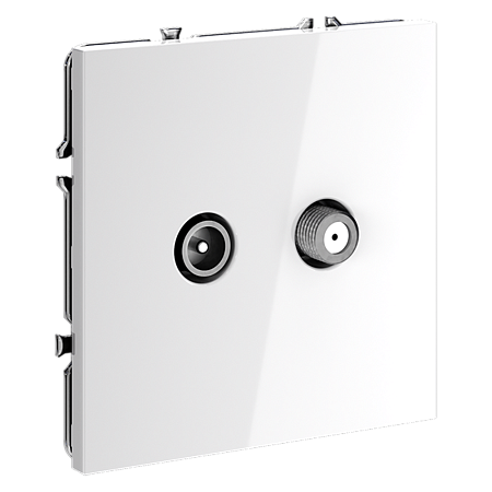 Розетка телевизионнная встраиваемая VOLTUM S70 оконечная TV+SAT, (белый глянцевый) VLS060401