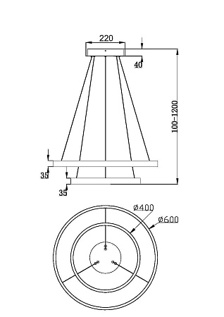 Люстра подвесная светодиодная Maytoni Rim MOD058PL-L55BSK