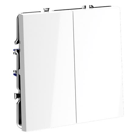 Проходной переключатель встраиваемый VOLTUM S70 двухклавишный (белый глянцевый) VLS020301