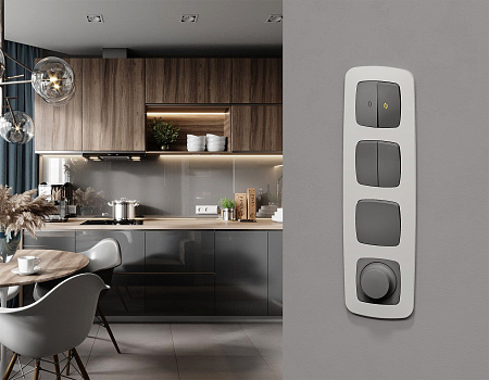 Комплект механизма 2-клавишного перекрестного выключателя 10A Omega MO653030