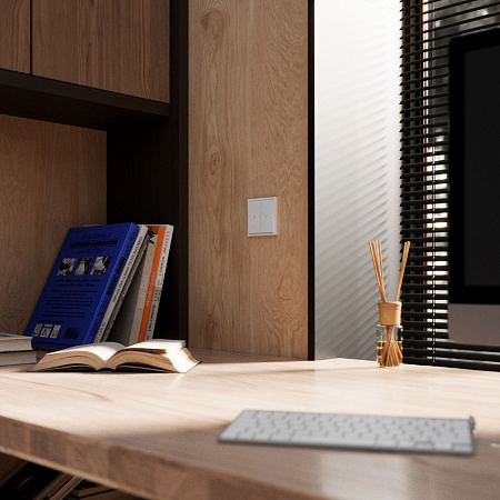 Выключатель двухклавишный встраиваемый для жалюзи 10А Voltum S70 (белый глянцевый) VLS020701