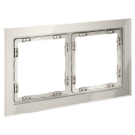 Рамка стеклянная VOLTUM S70 на 2 поста, (кашемир, стекло) VLS110203