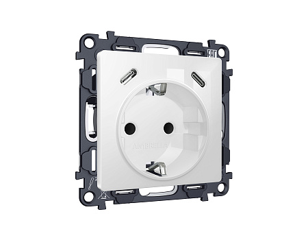 Комплект механизма электрической розетки 2USB С+C 20W (быстрая зарядка) с/з на винтовых зажимах 16A-250V MA MA110510
