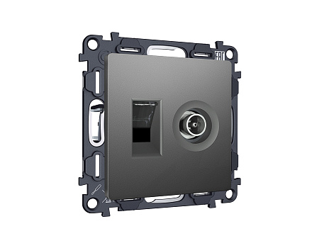 Комплект механизма розетки компьютерной + TV оконечной RJ-45 (8P8C) CAT6/50-870 MHz 1dB с автоматической защитной шторкой Ambrella Volt Alfa MA662510