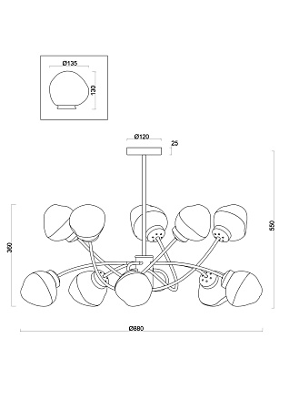 Люстра на штанге Freya Volani FR8017PL-10MG Люстра на штанге Freya Volani FR8017PL-10MG