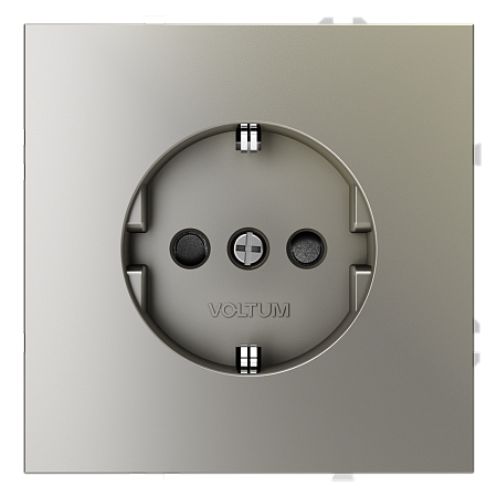 Розетка встраиваемая VOLTUM S70 с заземлением и защитными шторками, (шелк) VLS040204