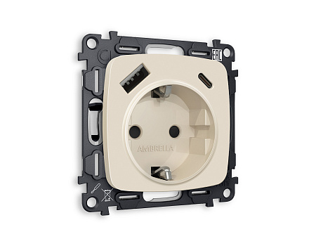 Комплект механизма электрической розетки Ambrella Volt OMEGA MO330010