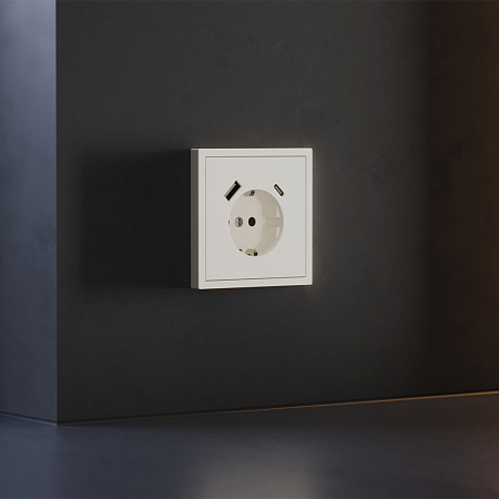 Накладка для розетки с заземлением и защитными шторками, с USB A+C Voltum S70 (хлопок) VLS001013 Накладка для розетки с заземлением и защитными шторками, с USB A+C Voltum S70 (хлопок) VLS001013