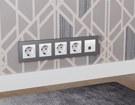 Комплект механизма компьютерной розетки RJ-45 (8P8C) CAT6A экранированной с автоматической защитной шторкой Ambrella Volt Alfa MA112005 Комплект механизма компьютерной розетки RJ-45 (8P8C) CAT6A экранированной с автоматической защитной шторкой Ambrella Volt Alfa MA112005