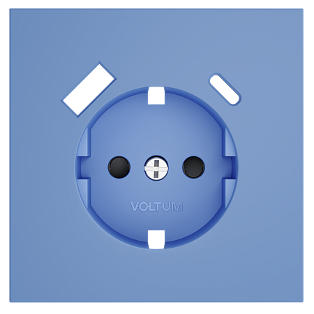 Накладка для розетки с заземлением и защитными шторками, с USB A+C Voltum S70 (деним) VLS001015