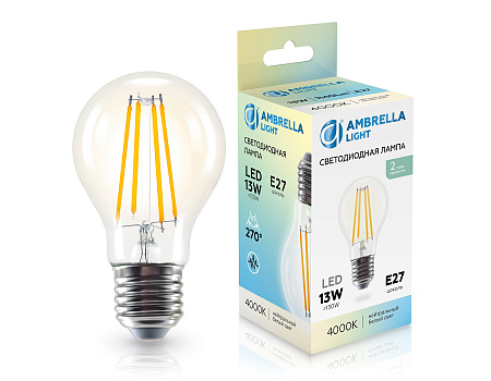 Лампа филаментная A60 13W E27 4000K Ambrella light 601314