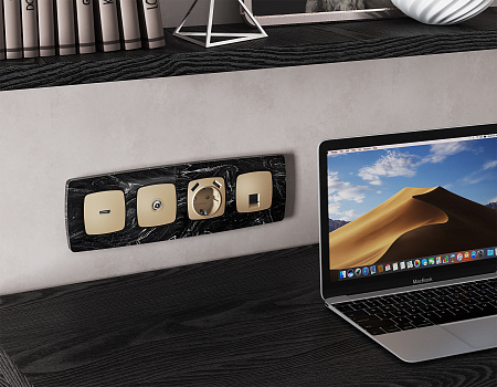 Комплект механизма компьютерной розетки RJ-45 (8P8C) CAT6A экранированной с защитной шторкой Omega MO612005