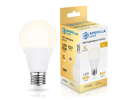 Лампа светодиодная A60 10W E27 2700K Ambrella light A60 601003