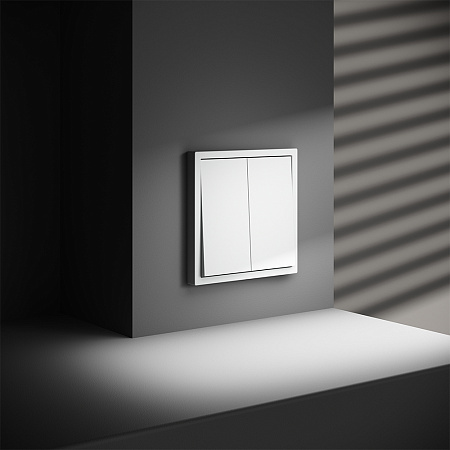 Проходной переключатель встраиваемый VOLTUM S70 двухклавишный (белый матовый) VLS020302