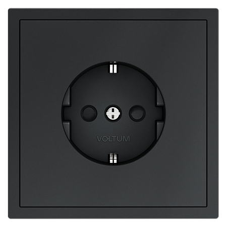 Розетка встраиваемая VOLTUM S70 с заземлением и защитными шторками, (графит) VLS040207