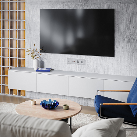 Накладка для розетки TV+RJ45 кат. 6 Voltum S70 (серый) VLS002716