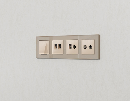 Комплект механизма компьютерной двойной розетки RJ-45 (8P8C) CAT6 с автоматической защитной шторкой MA MA312110