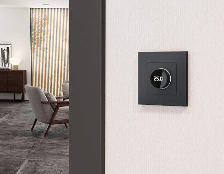 Комплект механизма терморегулятора с цифровым дисплеем с подсветкой и датчиком для теплого пола 16A-250V Ambrella Volt Alfa MA905810