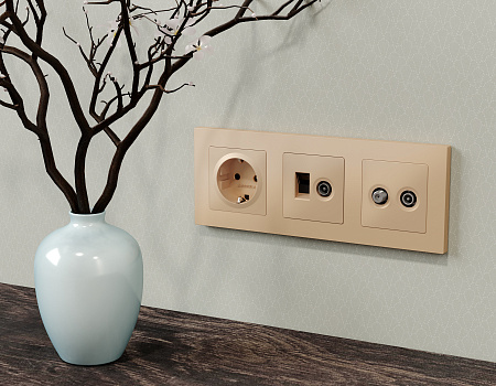 Комплект механизма розетки TV оконечной + SAT 5-862MHz 3.5dB/950-2150MHz 3.5dB Ambrella Volt Alfa MA613310