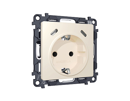 Комплект механизма электрической розетки 2USB С+C 20W (быстрая зарядка) с/з на винтовых зажимах 16A-250V MA MA330510