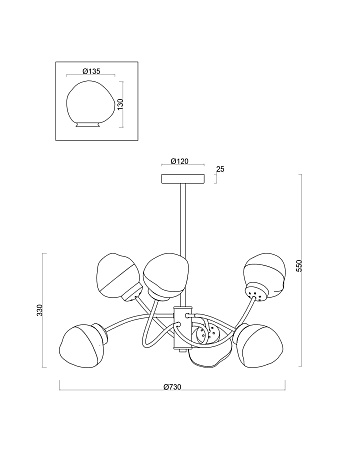 Люстра на штанге Freya Volani FR8017PL-06MG Люстра на штанге Freya Volani FR8017PL-06MG