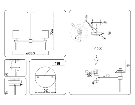 Люстра на штанге Ambrella light LH72371