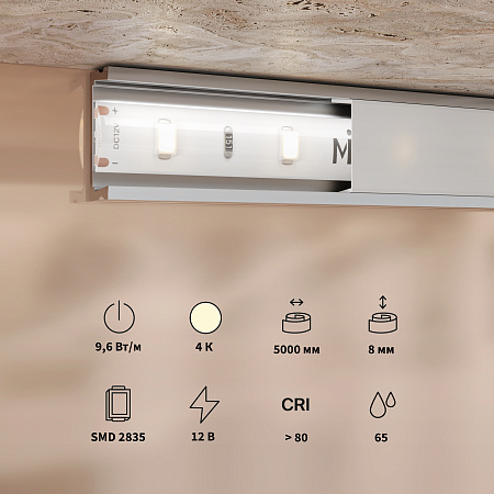 Светодиодная лента 9,6Вт/м 4000K IP65 12V Maytoni Base 201175