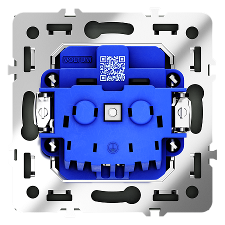 Розетка встраиваемая VOLTUM S70 с заземлением и защитными шторками, (черный матовый) VLS040208